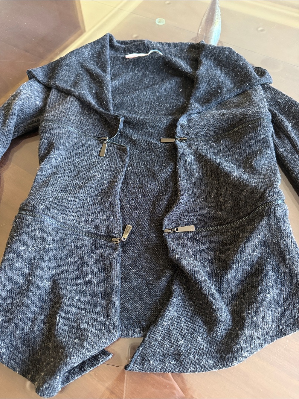 VINTAGE HAVANA Girl’s Grey Gray Knit Sweater Cardigan w/ Zipper Detail Medium